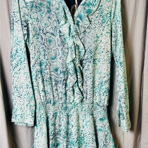ESQUALO Dress Turquoise Patterned Size 4 NWT Retail $69
